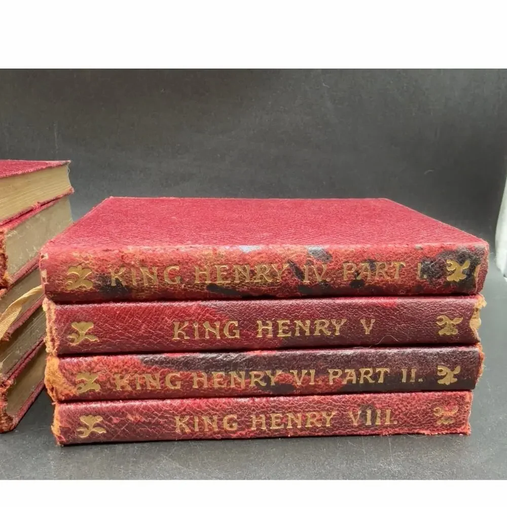 Antique Temple Shakespeare 14 Vol Set J.M. Dent Burgundy Leather Gilt 1905-1909